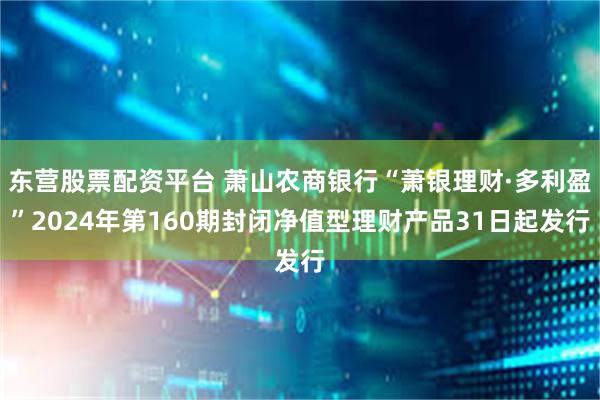 东营股票配资平台 萧山农商银行“萧银理财·多利盈”2024年第160期封闭净值型理财产品31日起发行