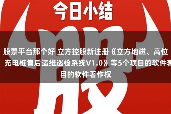 股票平台那个好 立方控股新注册《立方地磁、高位视频、充电桩售后运维巡检系统V1.0》等5个项目的软件著作权