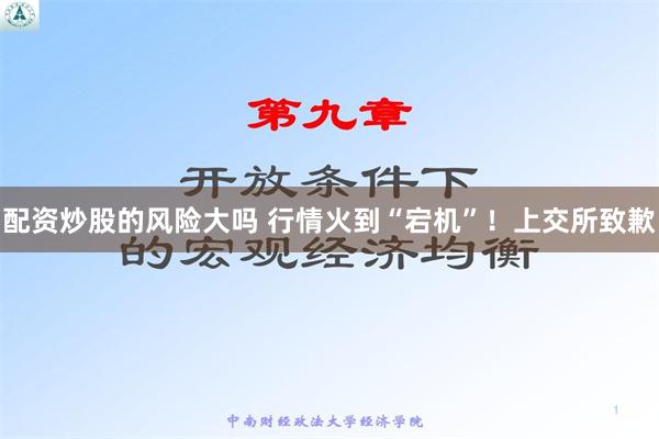 配资炒股的风险大吗 行情火到“宕机”！上交所致歉