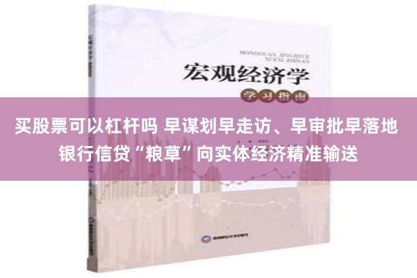 买股票可以杠杆吗 早谋划早走访、早审批早落地 银行信贷“粮草”向实体经济精准输送